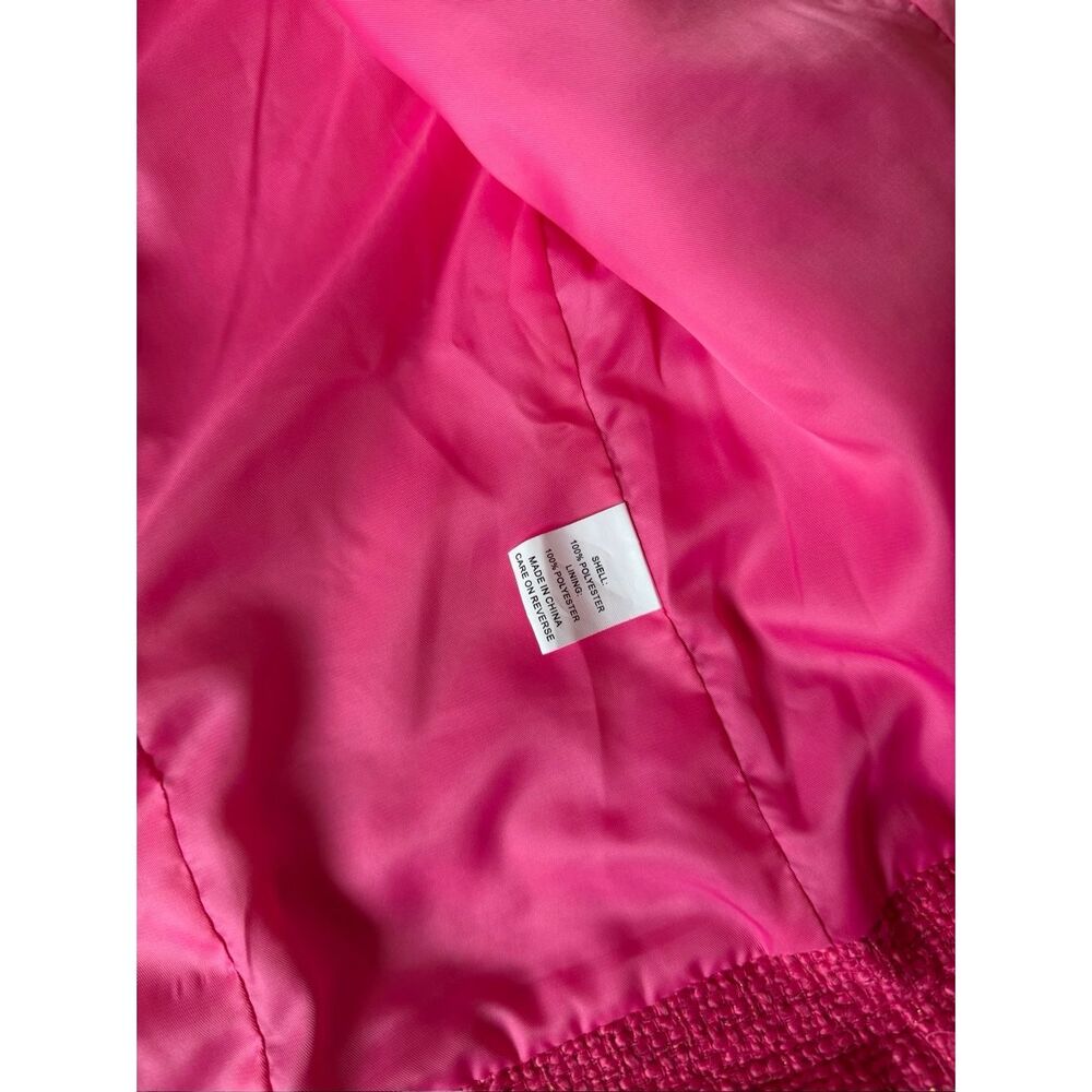 WD-NY Blazer Tweed Fringe Gold Chain Open Front Hot Pink Medium - Picture 9 of 11